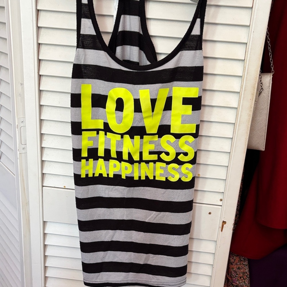 Vibrant Striped Tank Top with Motivational Print